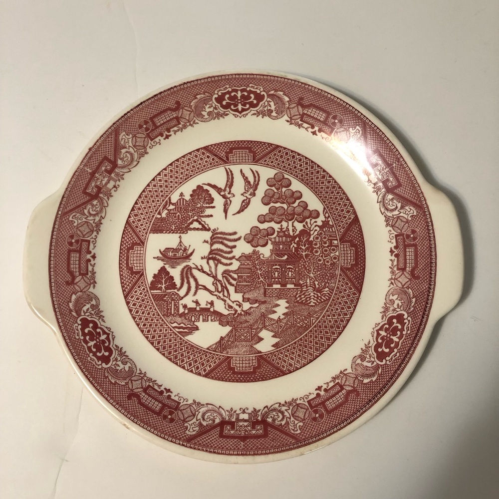 Vintage Pink Willow Royal China Willow Ware Red Ceramic Serving Platter 1953